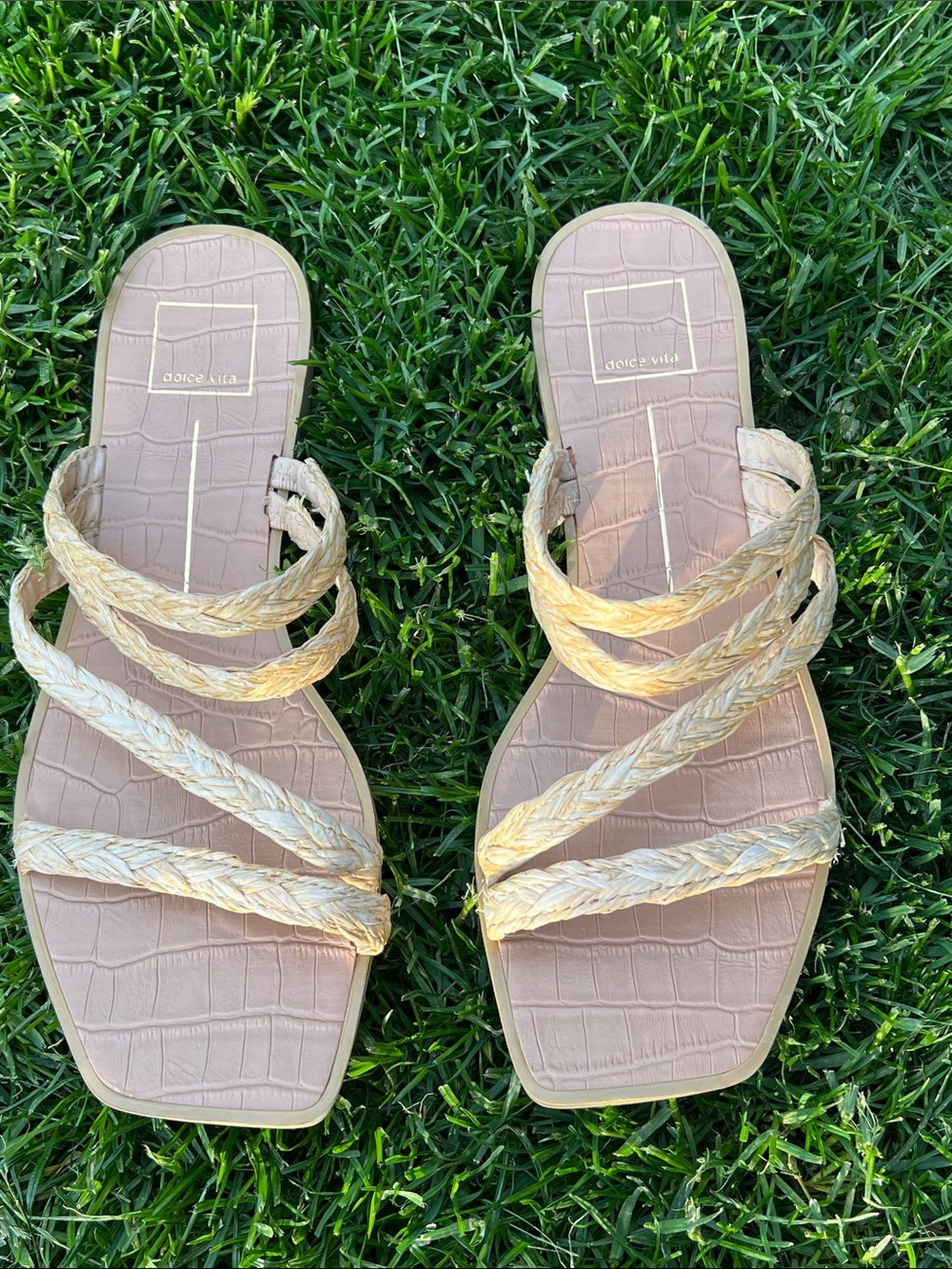Dolce Vita Braided Tan & Natural Slide Sandals